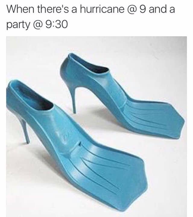 High Heels with Flippers - a bad hurricane joke...