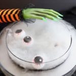 Witches' Brew Halloween Punch with eyeballs floating on the top of the punch