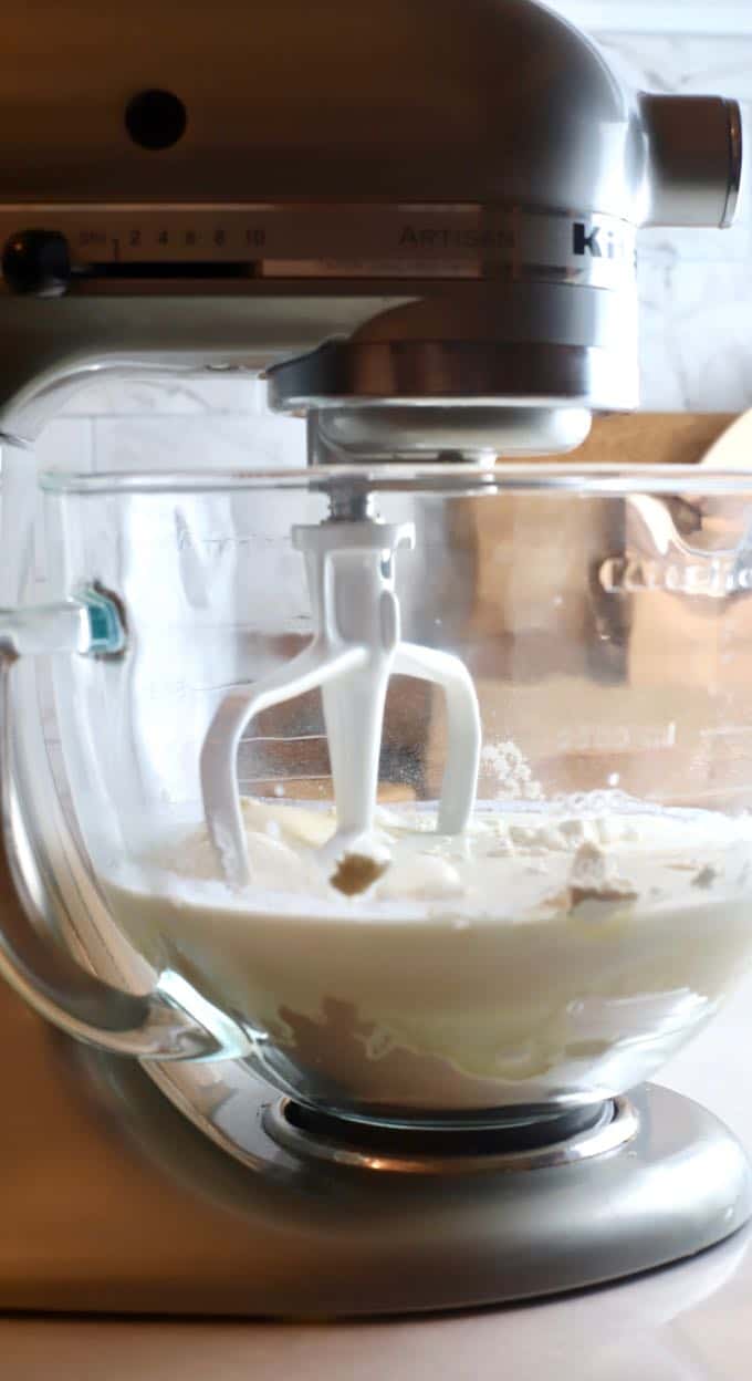 Mixing the batter for Cranberry Cake with Hard Sauce.