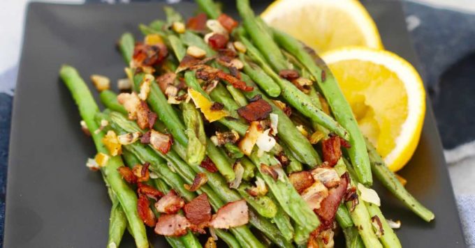 green beans with bacon and lemon dressing Lemon Butter Green Beans with Toasted Almonds Bacon & Feta