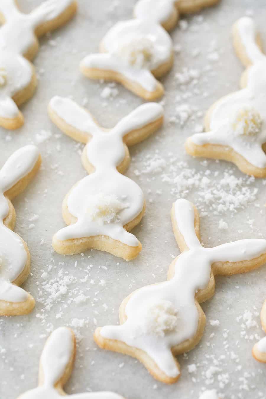 Easter Bunny Cookies in the shape of an Easter Bunny. 