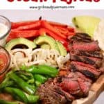 Steak fajitas Pinterest pin.