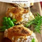 Pinterest pin for stuffed chicken breasts.