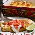 Pinterest pin for chicken enchiladas.