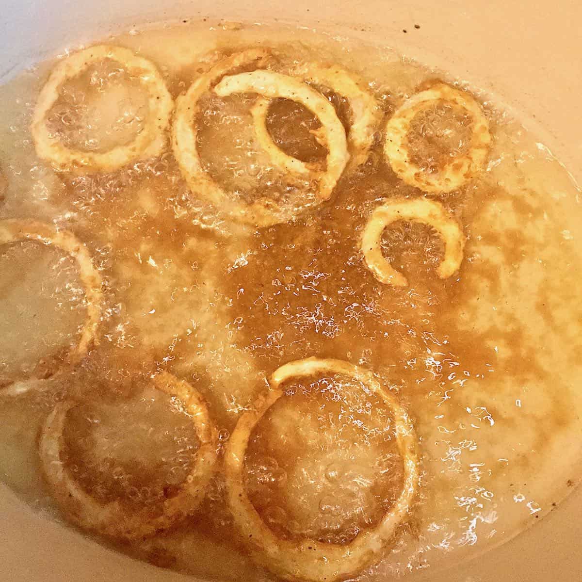 Onion rings frying.