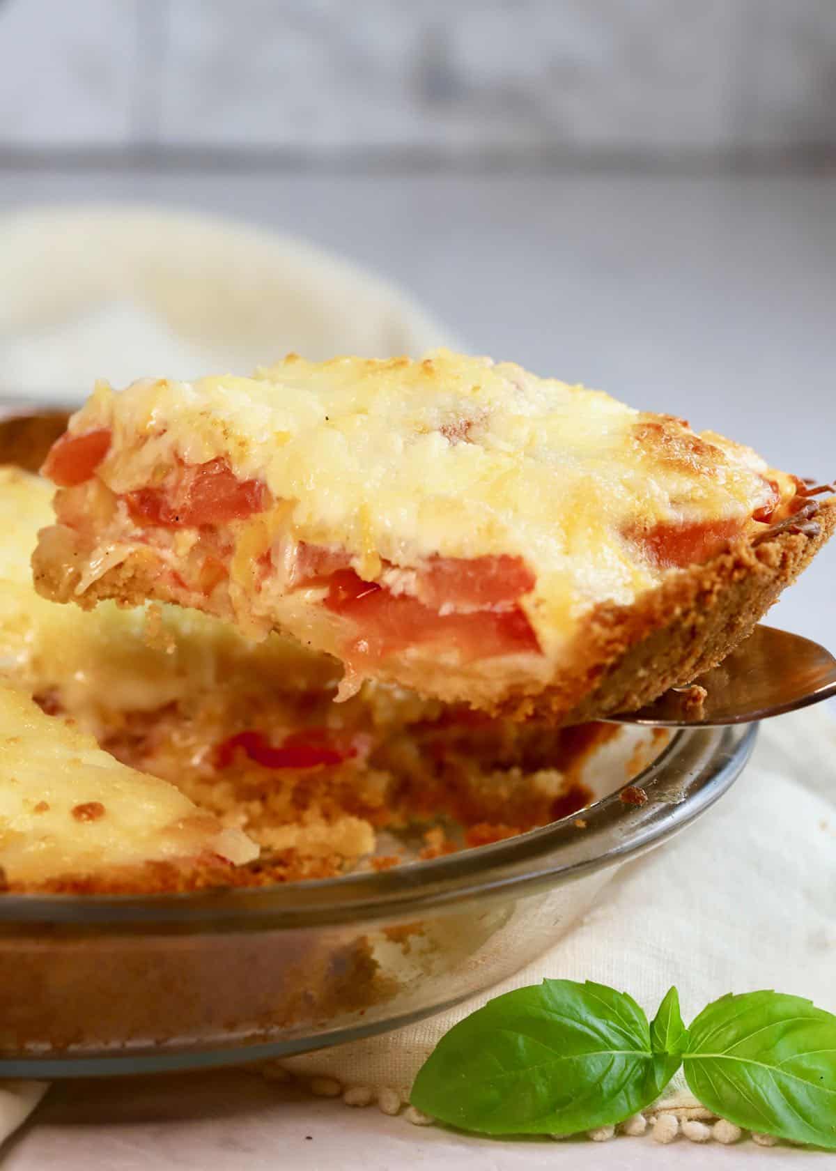 A slice of tomato pie.
