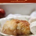 Pinterest pin showing homemade apple dumplings in a bowl.