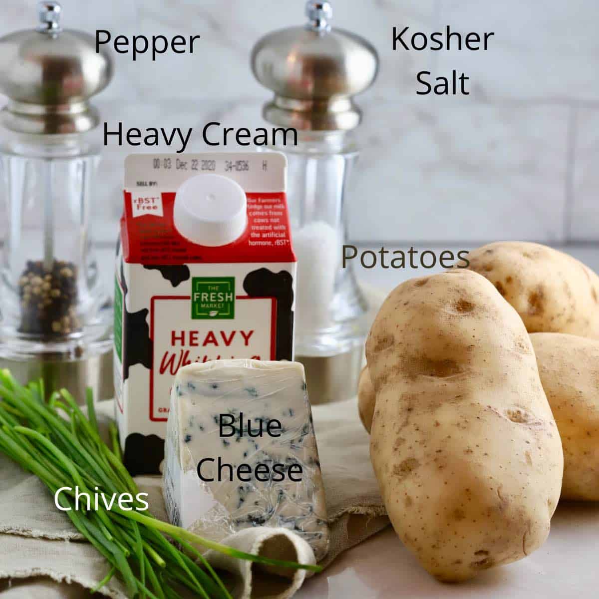 Ingredients for Potatoes Au Gratin with Blue Cheese.