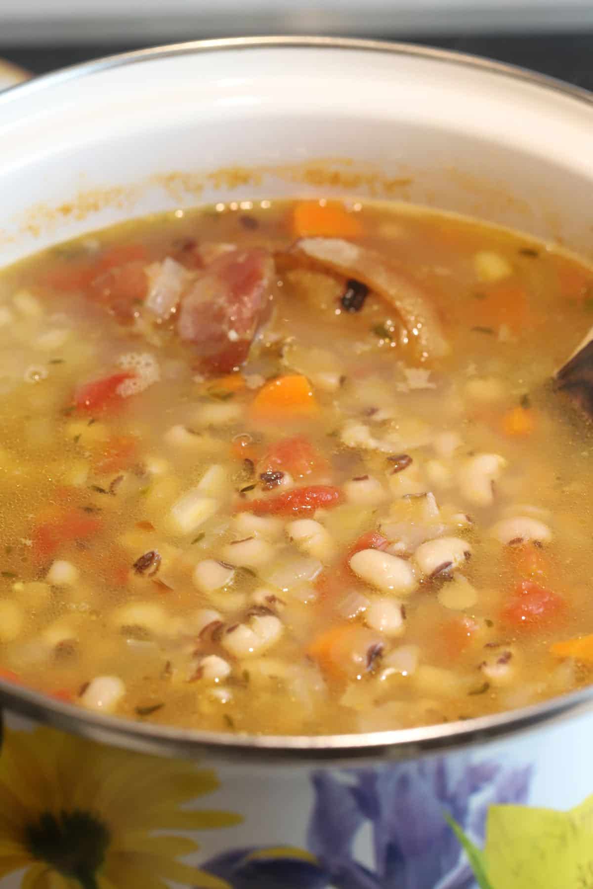 Black-eyed pea soup cooking. 