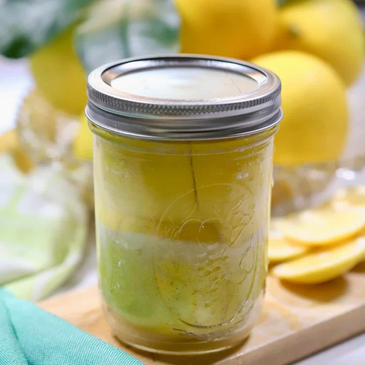 A jar of preserved lemons.