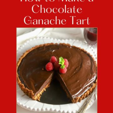 Chocolate Ganache Tart with slice cut out.