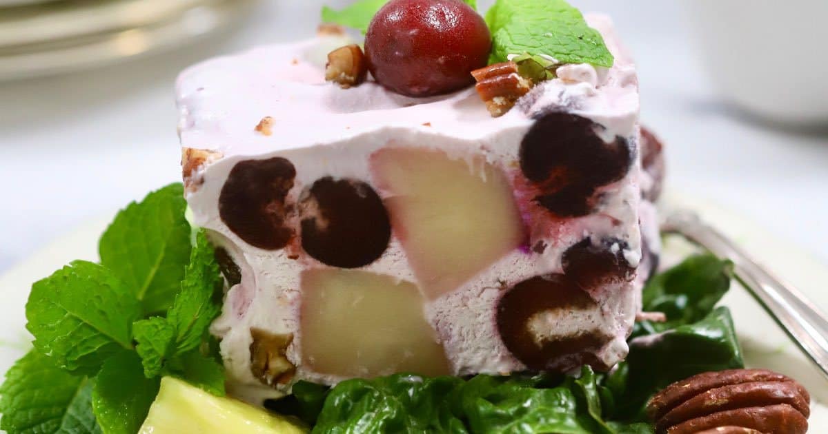 Easy Old-Fashioned Frozen Fruit Salad | gritsandpinecones.com