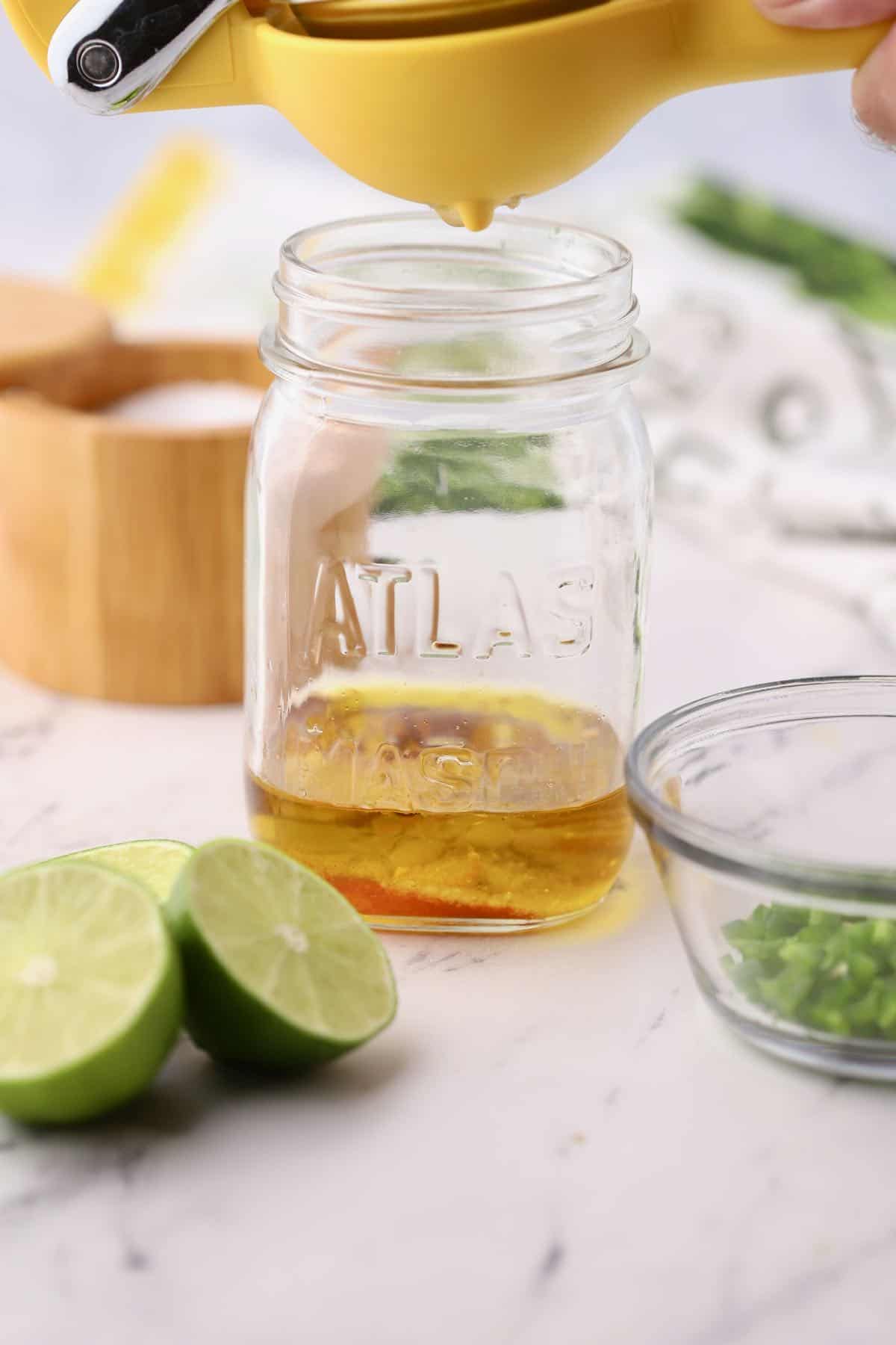 Southern caviar dressing in a mason jar.