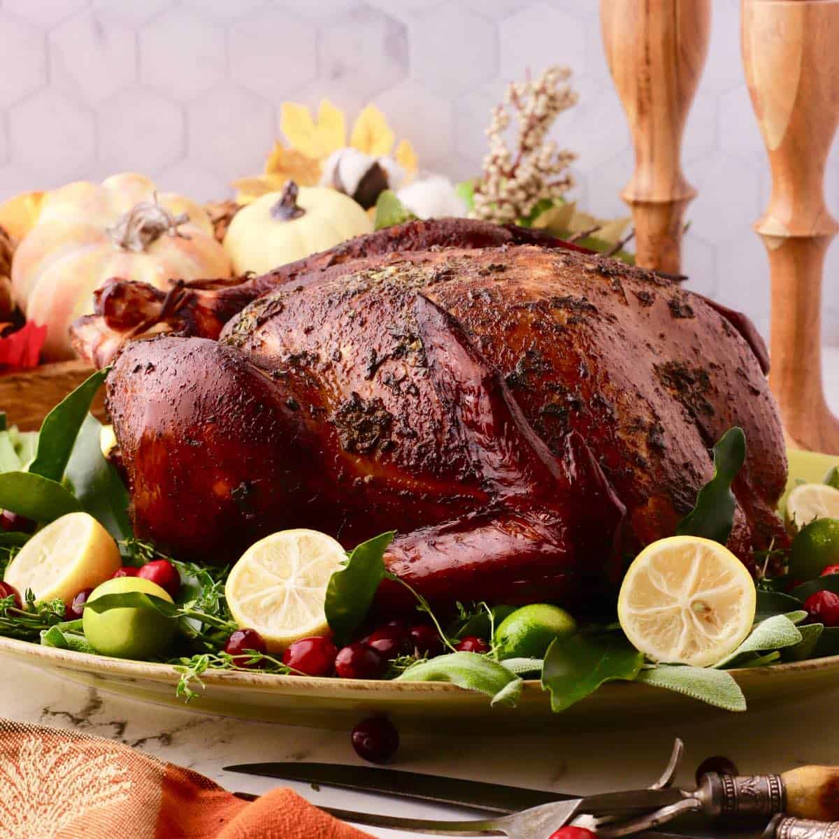 Pop-up Thermometer Timer in a Smoked Turkey Stock Photo - Image of