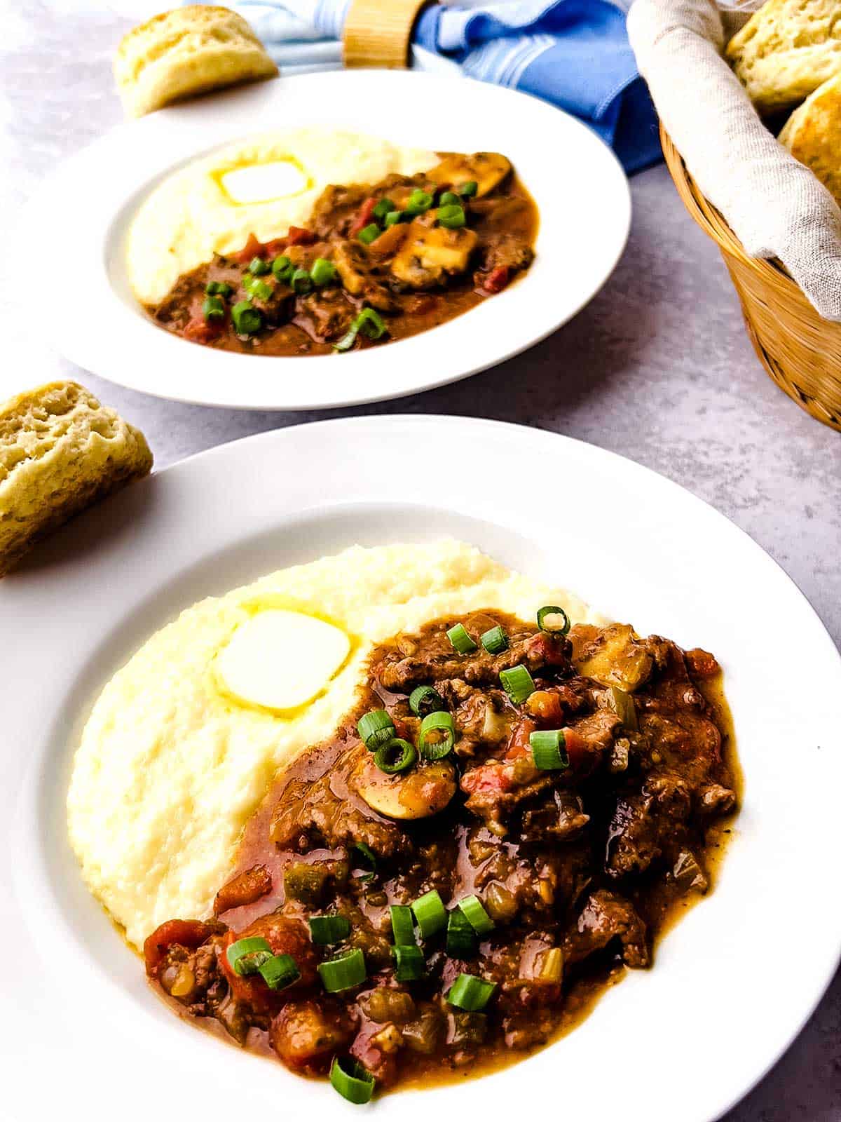 Beef Grillades over grits. 