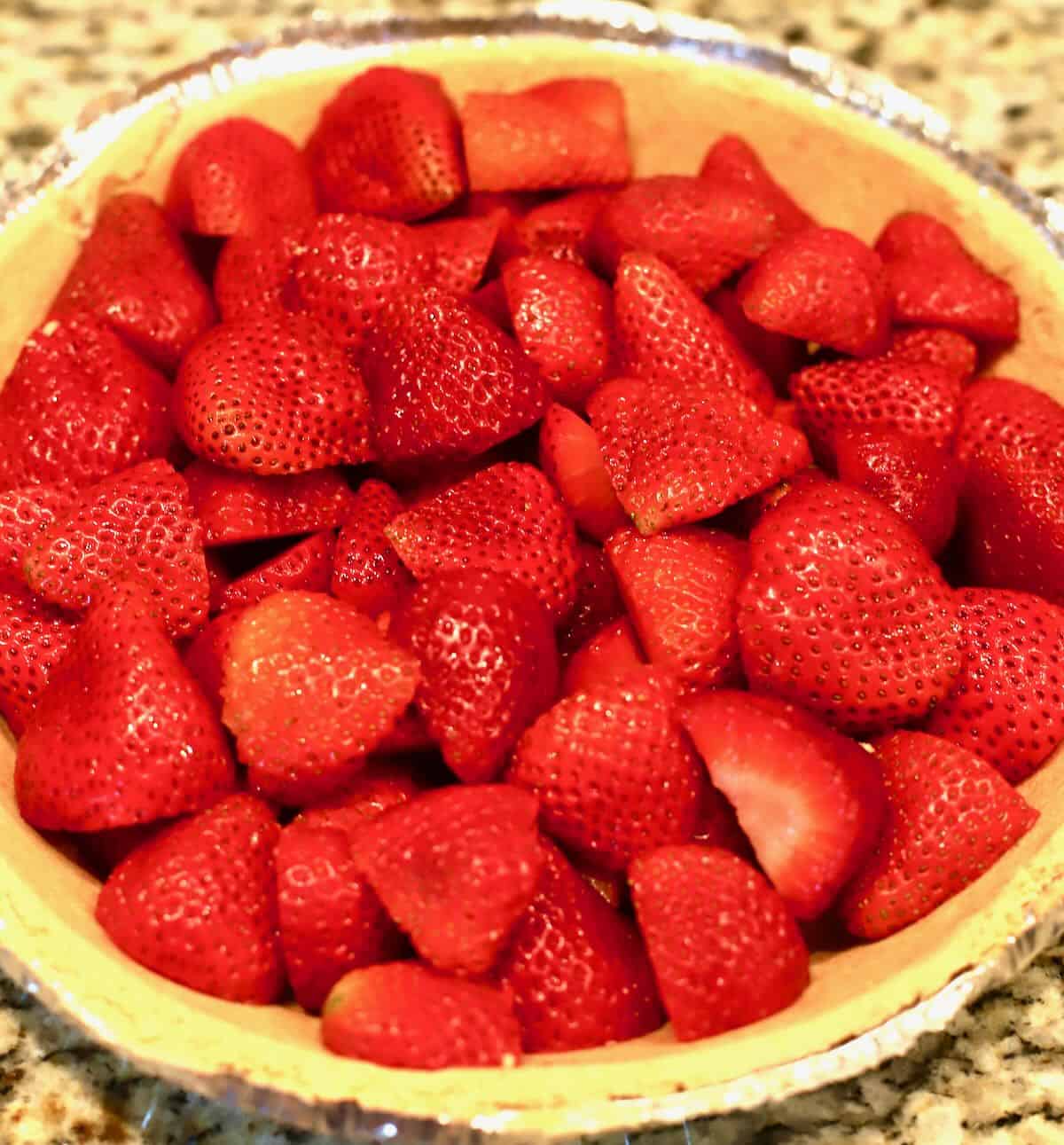 Fresh strawberries in a graham cracker pie crust. 