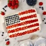 A icebox cake decorated to look like the American flag.