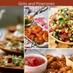 Pinterest pin showing a collage of four different appetizers.