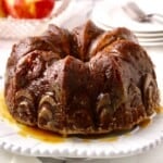 Apple Dapple Cake baked in a bundt pan.