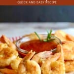 Pinterest pin showing a plate of fried shrimp.