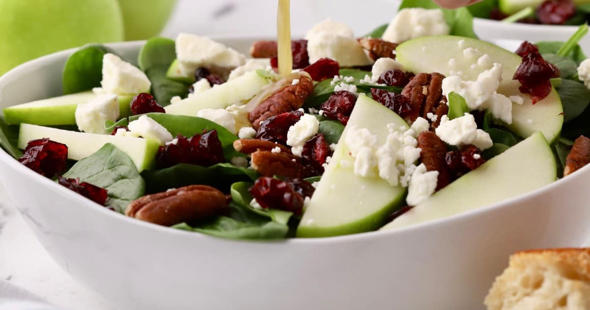 Simple Spinach Salad with Apples & Pecans