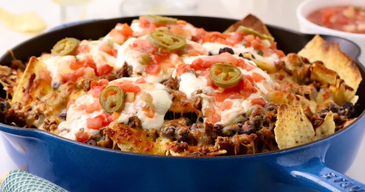 Easy Cast-Iron Layered Macho Nachos