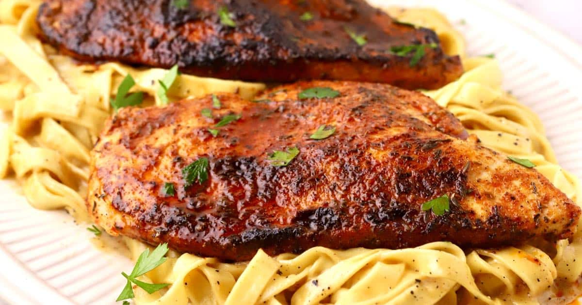 Blackened Chicken Alfredo Recipe with Pasta (Cajun)