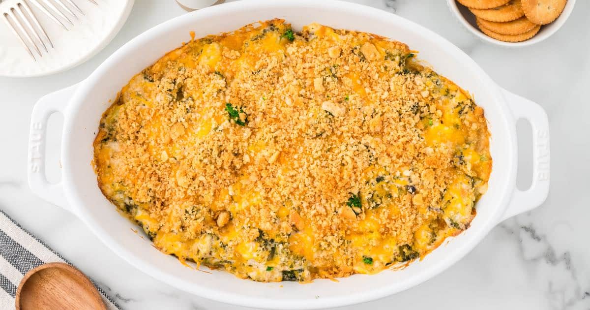 Easy Broccoli Cheese Casserole with Ritz Crackers