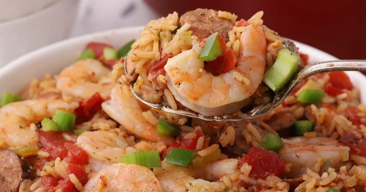 Creole Seafood Jambalaya Recipe - Shrimp and Sausage)