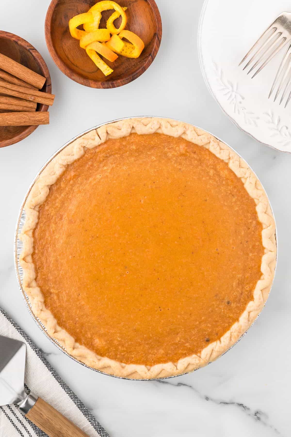 Baked sweet potato pie  cooling. 