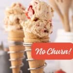 Pinterest pin showing two PB&J ice cream cones in metal holders.