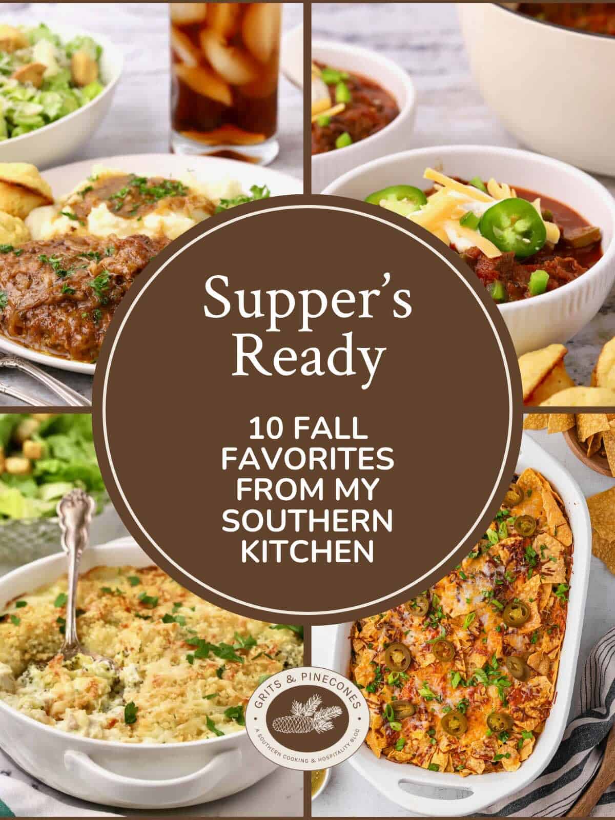 Cover of a Ebook with a collage of four Fall dishes and text.