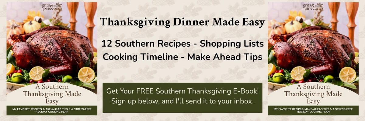 Two images of a smoked turkey and text promoting a Thanksgiving e-book.